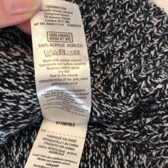 Top man grey blue white knit sweater sz medium - Picture 6 of 7